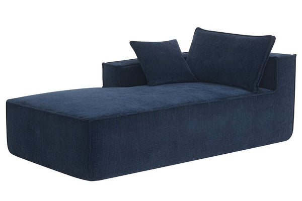 HomeRoots 72" Modular Dark Blue Fabric Sofa with Armless Design, Black Legs - Stylish & Comfortable Seating for 4 568306