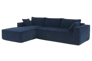 HomeRoots 72" Modular Dark Blue Fabric Sofa with Armless Design, Black Legs - Stylish & Comfortable Seating for 4 568306