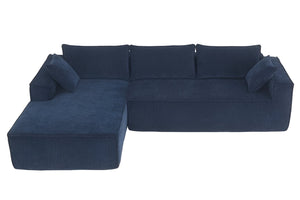 HomeRoots 72" Modular Dark Blue Fabric Sofa with Armless Design, Black Legs - Stylish & Comfortable Seating for 4 568306