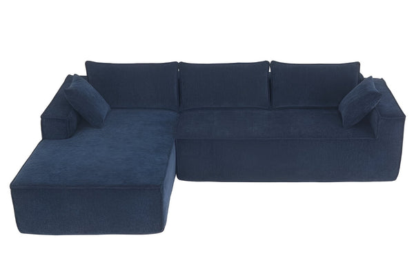 HomeRoots 72" Modular Dark Blue Fabric Sofa with Armless Design, Black Legs - Stylish & Comfortable Seating for 4 568306