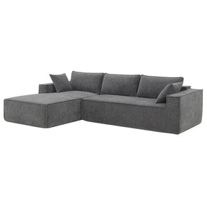 HomeRoots 72" Gray Modular Sofa with Black Legs - Modern Armless Design, Pocket-Spring Comfort & Easy Care 568307