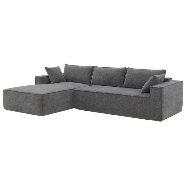 HomeRoots 72" Gray Modular Sofa with Black Legs - Modern Armless Design, Pocket-Spring Comfort & Easy Care 568307