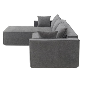 HomeRoots 72" Gray Modular Sofa with Black Legs - Modern Armless Design, Pocket-Spring Comfort & Easy Care 568307