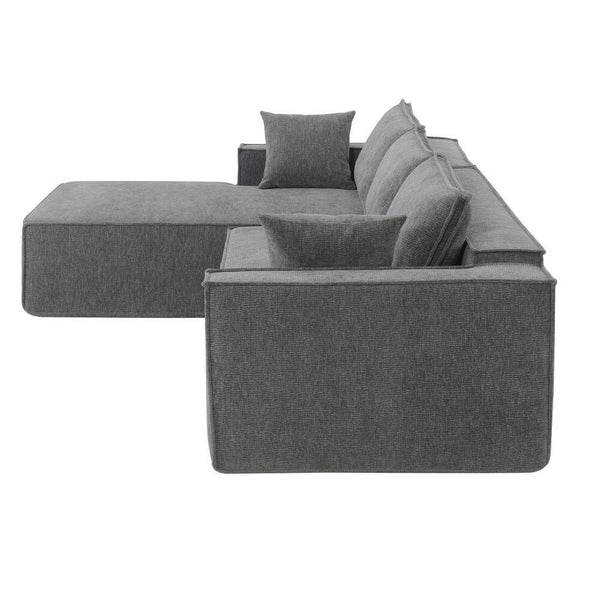 HomeRoots 72" Gray Modular Sofa with Black Legs - Modern Armless Design, Pocket-Spring Comfort & Easy Care 568307