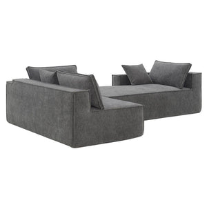 HomeRoots 72" Gray Modular Sofa with Black Legs - Modern Armless Design, Pocket-Spring Comfort & Easy Care 568307