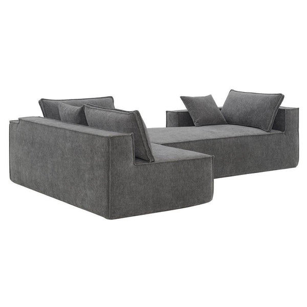 HomeRoots 72" Gray Modular Sofa with Black Legs - Modern Armless Design, Pocket-Spring Comfort & Easy Care 568307