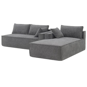HomeRoots 72" Gray Modular Sofa with Black Legs - Modern Armless Design, Pocket-Spring Comfort & Easy Care 568307