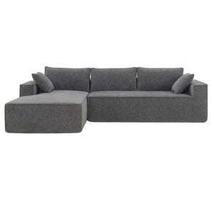 HomeRoots 72" Gray Modular Sofa with Black Legs - Modern Armless Design, Pocket-Spring Comfort & Easy Care 568307