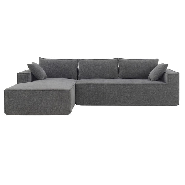 HomeRoots 72" Gray Modular Sofa with Black Legs - Modern Armless Design, Pocket-Spring Comfort & Easy Care 568307