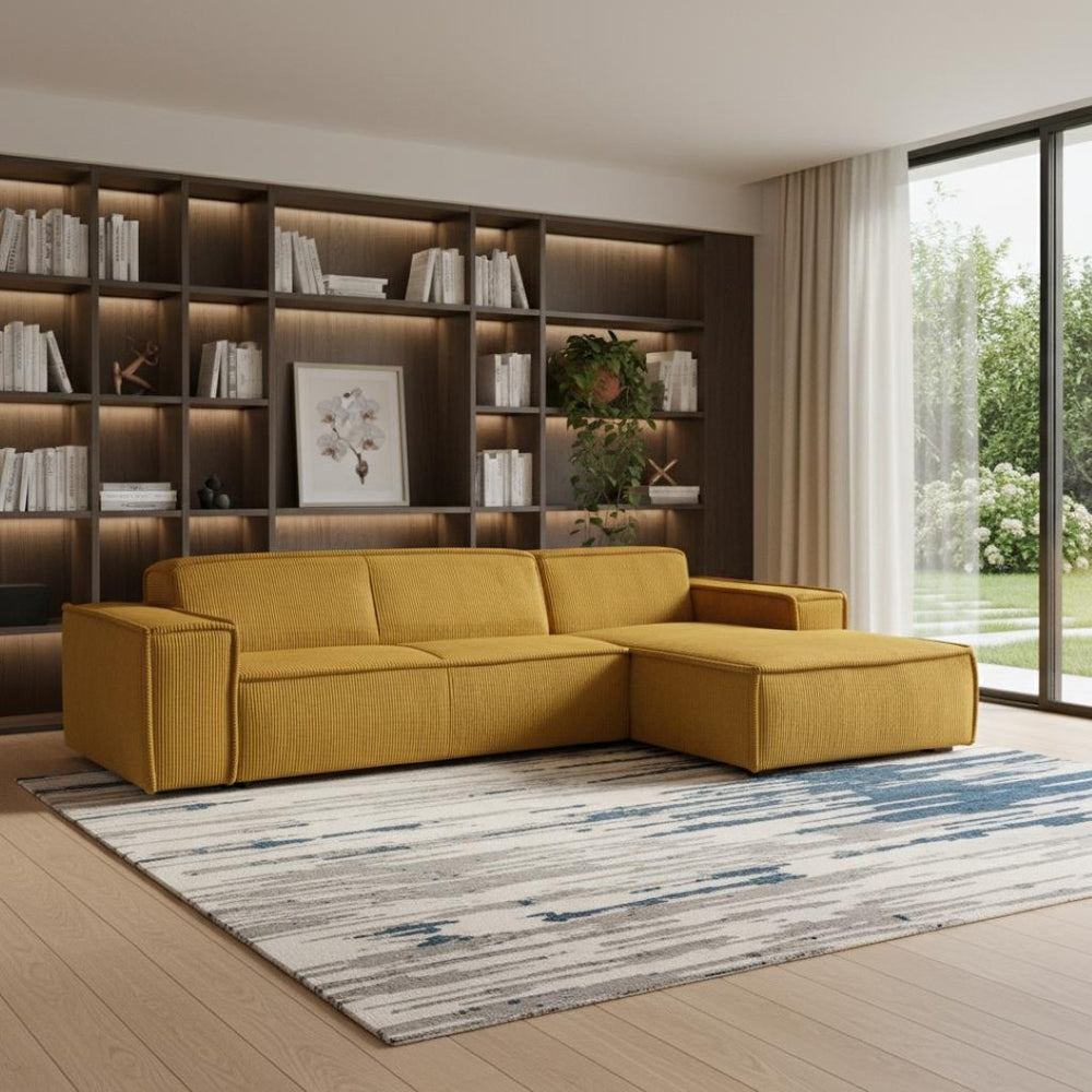 HomeRoots 72" Contemporary Yellow Modular Sofa with Removable Cushions & Sleek Black Legs for Stylish Comfort 568308