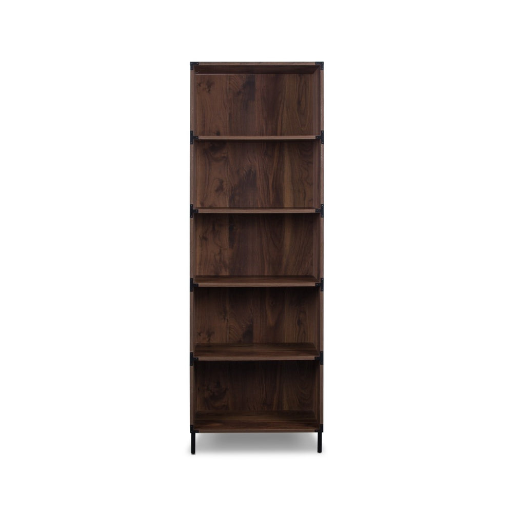HomeRoots 71" Brown Wood Four-Tier Etagere Bookcase - Stylish Vertical Storage for Home Décor & Books 568309