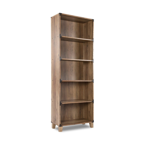 HomeRoots 71" Distressed Oak Wood Five-Tier Etagere Bookcase - Rustic Charm for Stylish Storage & Display 568310