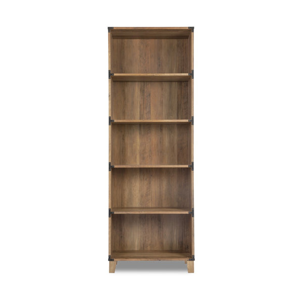 HomeRoots 71" Distressed Oak Wood Five-Tier Etagere Bookcase - Rustic Charm for Stylish Storage & Display 568310