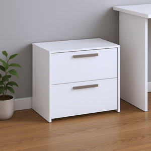 HomeRoots 30" Modern White Wood Filing Cabinet with Two Drawers for Stylish Home Office Storage Solutions 568311
