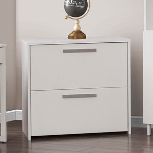 HomeRoots 30" Modern White Wood Filing Cabinet with Two Drawers for Stylish Home Office Storage Solutions 568311