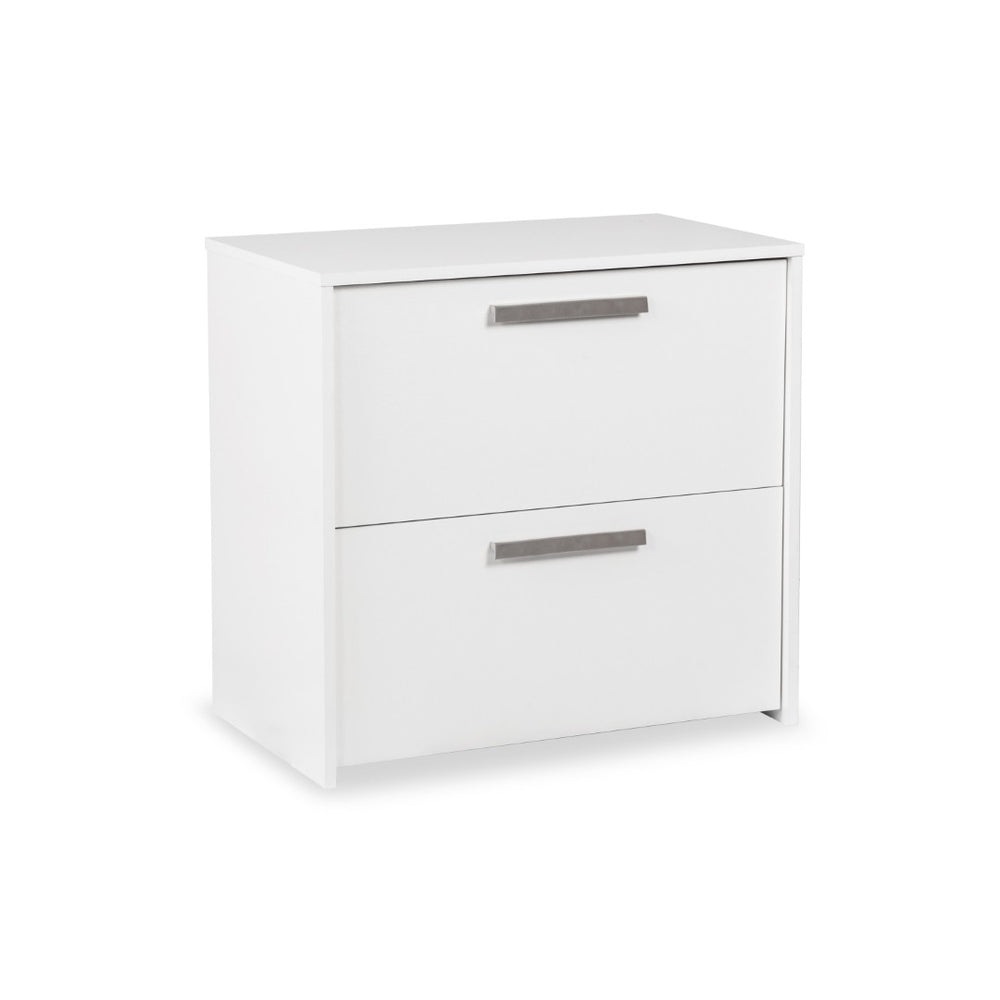 HomeRoots 30" Modern White Wood Filing Cabinet with Two Drawers for Stylish Home Office Storage Solutions 568311