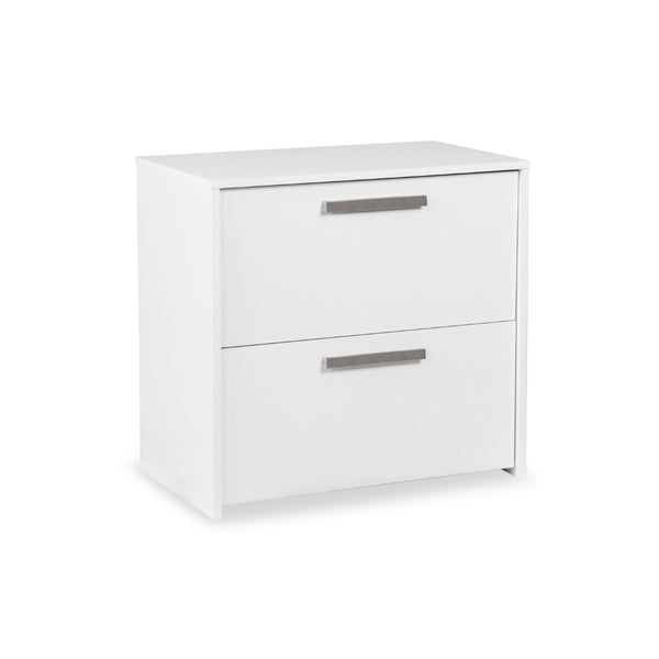 HomeRoots 30" Modern White Wood Filing Cabinet with Two Drawers for Stylish Home Office Storage Solutions 568311