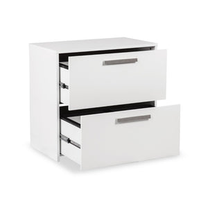 HomeRoots 30" Modern White Wood Filing Cabinet with Two Drawers for Stylish Home Office Storage Solutions 568311
