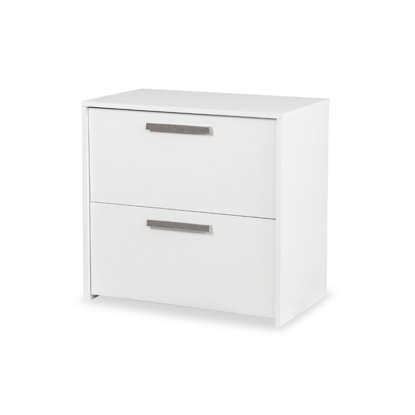 HomeRoots 30" Modern White Wood Filing Cabinet with Two Drawers for Stylish Home Office Storage Solutions 568311