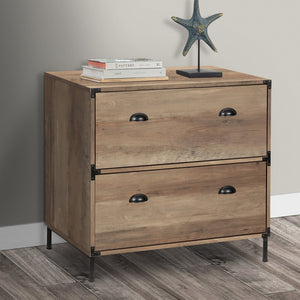 HomeRoots 30" Oak Wood Filing Cabinet with Two Spacious Drawers – Durable, Stylish Storage for Any Space 568312