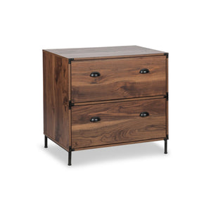 HomeRoots 30" Walnut Wood Two-Drawer Filing Cabinet - Stylish Storage Solution for Home and Office Organization 568313