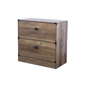 HomeRoots 30" Oak Wood Two-Drawer Filing Cabinet - Stylish Storage Solution for Home or Office Workspace Needs 568314