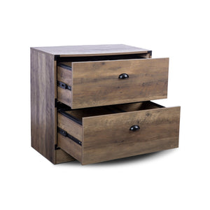 HomeRoots 30" Oak Wood Two-Drawer Filing Cabinet - Stylish Storage Solution for Home or Office Workspace Needs 568314