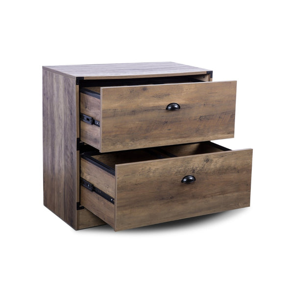 HomeRoots 30" Oak Wood Two-Drawer Filing Cabinet - Stylish Storage Solution for Home or Office Workspace Needs 568314