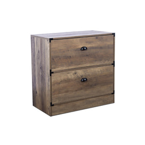 HomeRoots 30" Oak Wood Two-Drawer Filing Cabinet - Stylish Storage Solution for Home or Office Workspace Needs 568314