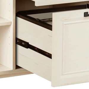 HomeRoots 30" Antiqued White Distressed Wood Filing Cabinet - Vintage Charm Meets Practical Storage Solution 568316