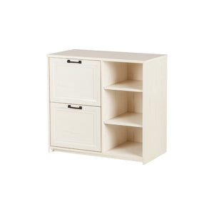 HomeRoots 30" Antiqued White Distressed Wood Filing Cabinet - Vintage Charm Meets Practical Storage Solution 568316