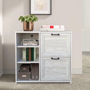 HomeRoots 30" Light Gray Distressed Wood Filing Cabinet - Rustic Two-Drawer Storage for Home & Office Spaces 568317