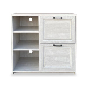 HomeRoots 30" Light Gray Distressed Wood Filing Cabinet - Rustic Two-Drawer Storage for Home & Office Spaces 568317