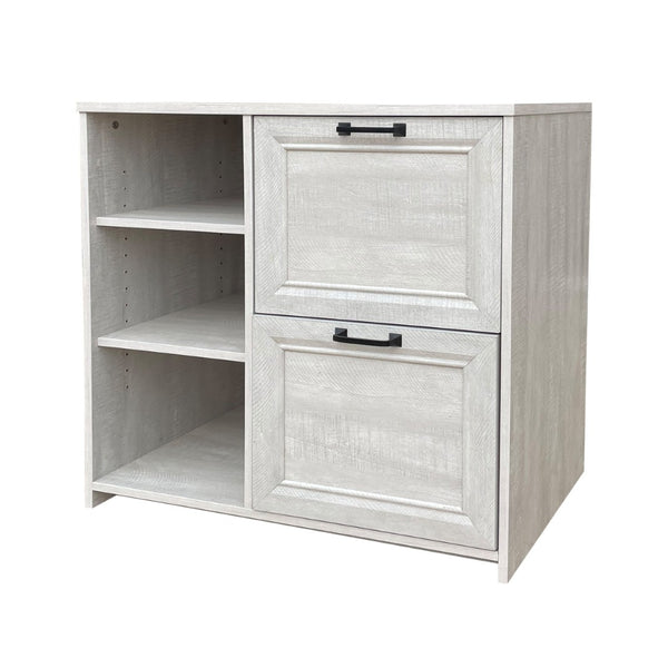 HomeRoots 30" Light Gray Distressed Wood Filing Cabinet - Rustic Two-Drawer Storage for Home & Office Spaces 568317