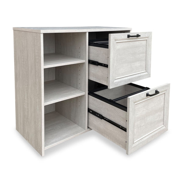 HomeRoots 30" Light Gray Distressed Wood Filing Cabinet - Rustic Two-Drawer Storage for Home & Office Spaces 568317