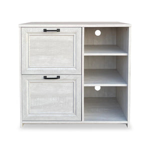 HomeRoots 30" Light Gray Distressed Wood Filing Cabinet - Rustic Two-Drawer Storage for Home & Office Spaces 568317