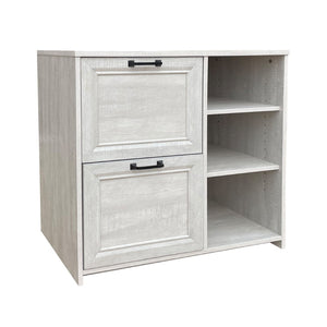 HomeRoots 30" Light Gray Distressed Wood Filing Cabinet - Rustic Two-Drawer Storage for Home & Office Spaces 568317