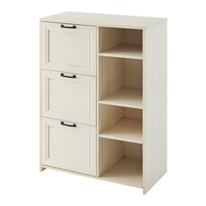 HomeRoots 43" Antiqued White Distressed Wood Filing Cabinet with 3 Drawers for Stylish Home Office Storage Solutions 568319