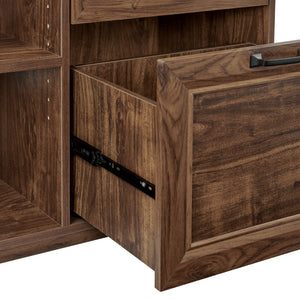 HomeRoots 43" Rustic Walnut Distressed Wood Filing Cabinet with 3 Spacious Drawers for Stylish Organization 568320
