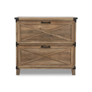 HomeRoots 30" Oak Wood Filing Cabinet with Two Drawers – Elegant Storage Solution for Home or Office Spaces 568321