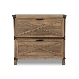 HomeRoots 30" Oak Wood Filing Cabinet with Two Drawers – Elegant Storage Solution for Home or Office Spaces 568321
