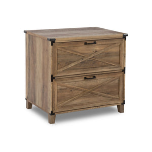 HomeRoots 30" Oak Wood Filing Cabinet with Two Drawers – Elegant Storage Solution for Home or Office Spaces 568321