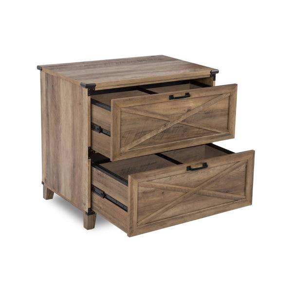 HomeRoots 30" Oak Wood Filing Cabinet with Two Drawers – Elegant Storage Solution for Home or Office Spaces 568321