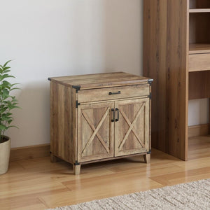 HomeRoots 30" Oak Wood Drawer Filing Cabinet - Elegant Farmhouse Design with Ample Storage for Home & Office 568322