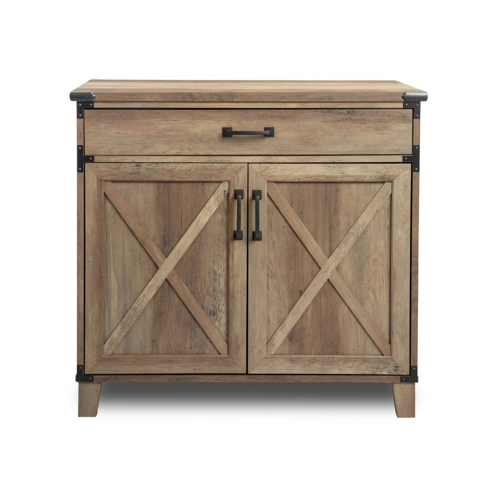 HomeRoots 30" Oak Wood Drawer Filing Cabinet - Elegant Farmhouse Design with Ample Storage for Home & Office 568322
