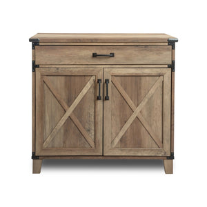 HomeRoots 30" Oak Wood Drawer Filing Cabinet - Elegant Farmhouse Design with Ample Storage for Home & Office 568322