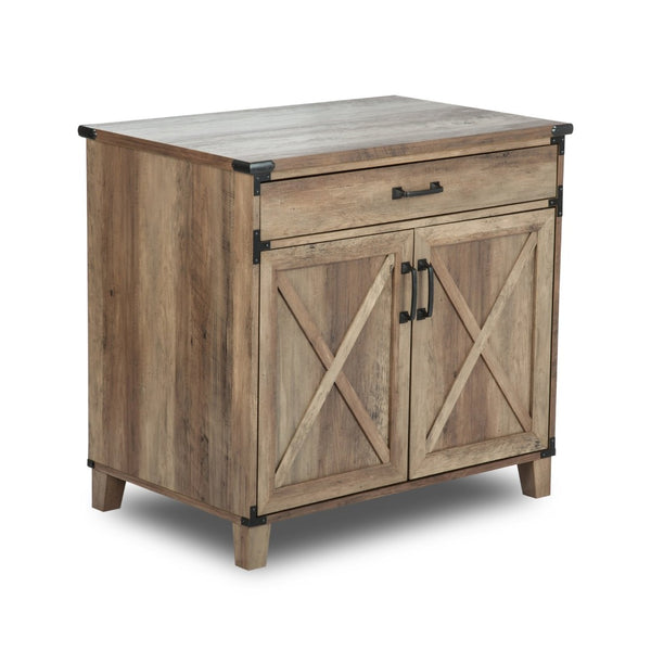 HomeRoots 30" Oak Wood Drawer Filing Cabinet - Elegant Farmhouse Design with Ample Storage for Home & Office 568322