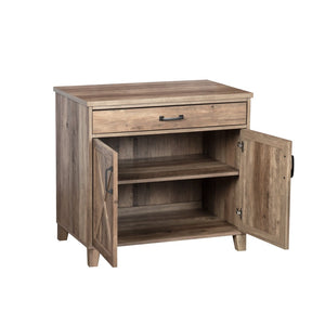 HomeRoots 30" Oak Wood Drawer Filing Cabinet - Elegant Farmhouse Design with Ample Storage for Home & Office 568322