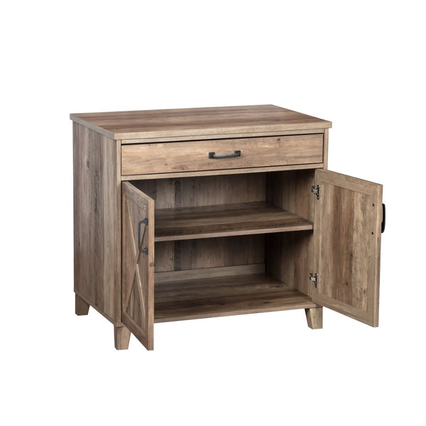 HomeRoots 30" Oak Wood Drawer Filing Cabinet - Elegant Farmhouse Design with Ample Storage for Home & Office 568322
