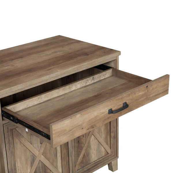 HomeRoots 30" Oak Wood Drawer Filing Cabinet - Elegant Farmhouse Design with Ample Storage for Home & Office 568322